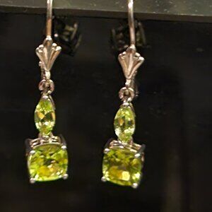 Peridot Leverback Silver Earrings